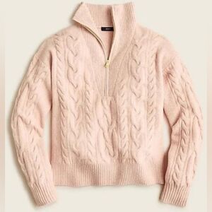 J. Crew Cable-Knit Half-Zip in Super soft Yarn - Pale Pink, size small